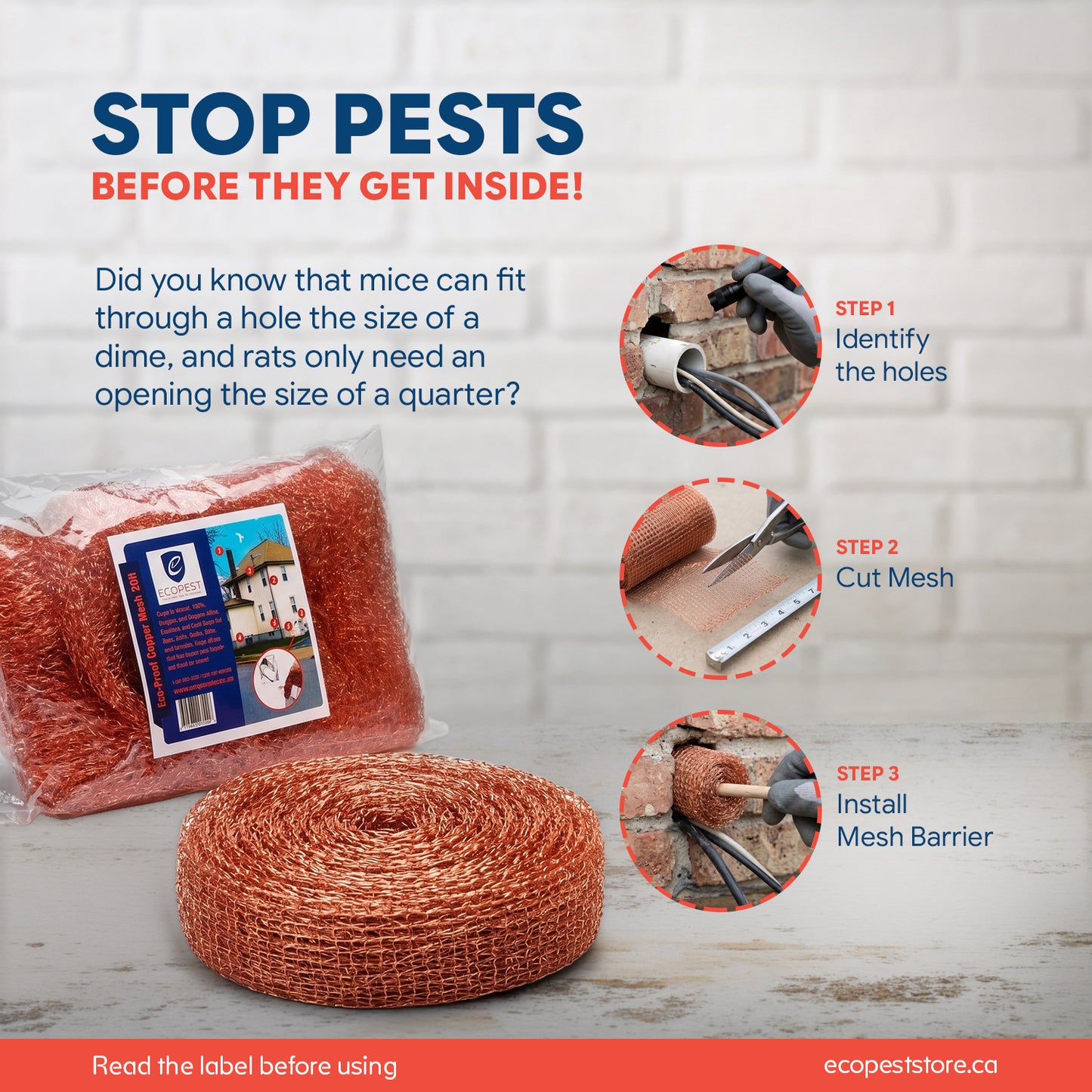 100f - Knitted Copper Mesh Rodent Pest Control for Mouse Rat and most other Pests